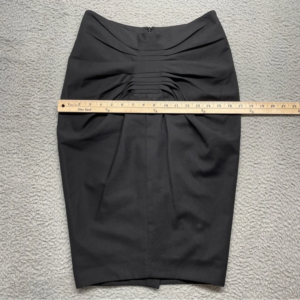 Maurizio Pecoraro Pencil Skirt Womens 6 Black Midi Pleated Wool Blend Italy